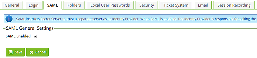 SAML General Settings